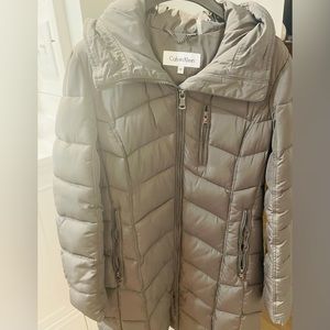 CK Titanium color (grey) thick puffer coat
